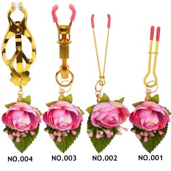 pink flower golden nipple clamp