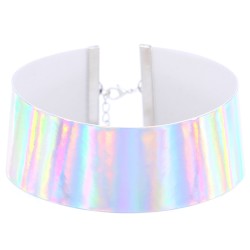 flocked webbing wide choker laser